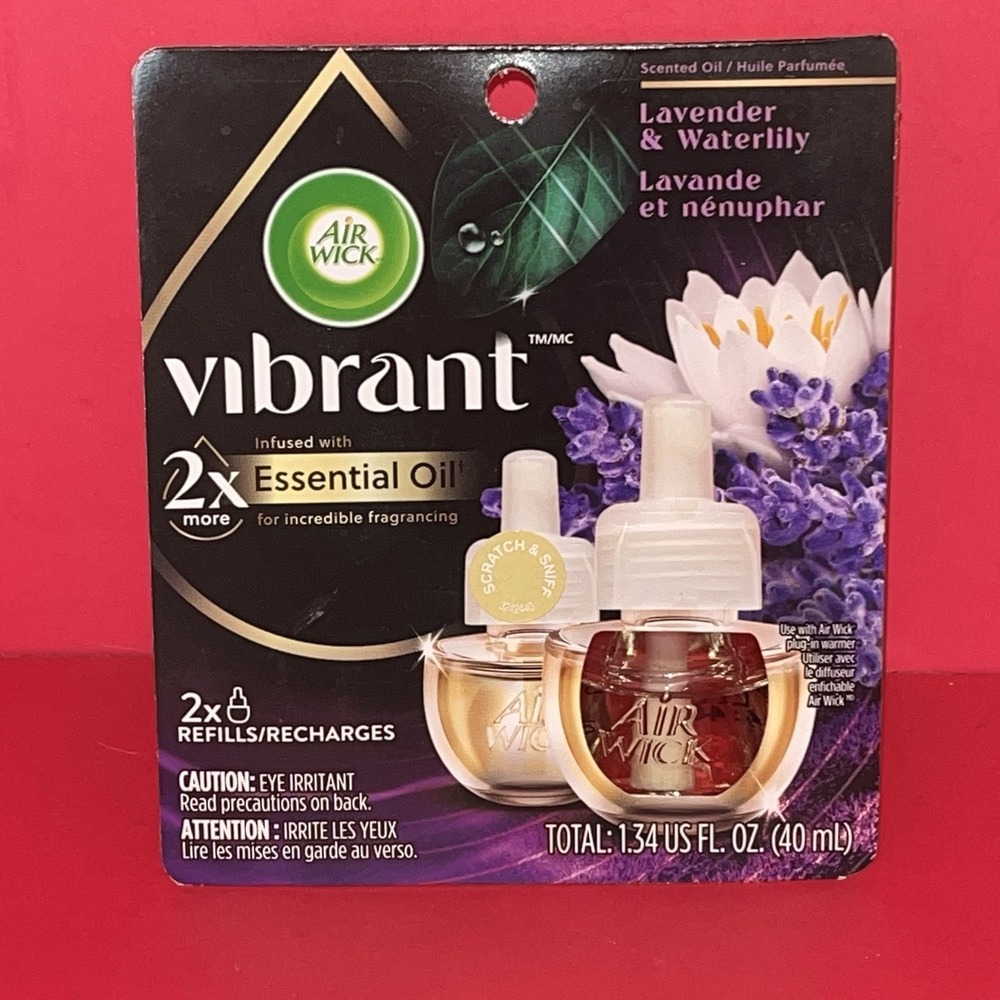 Air Wick Vibrant Plug‎ in Scented Essential Oil Refill Lavender & Waterlily 2 Ct